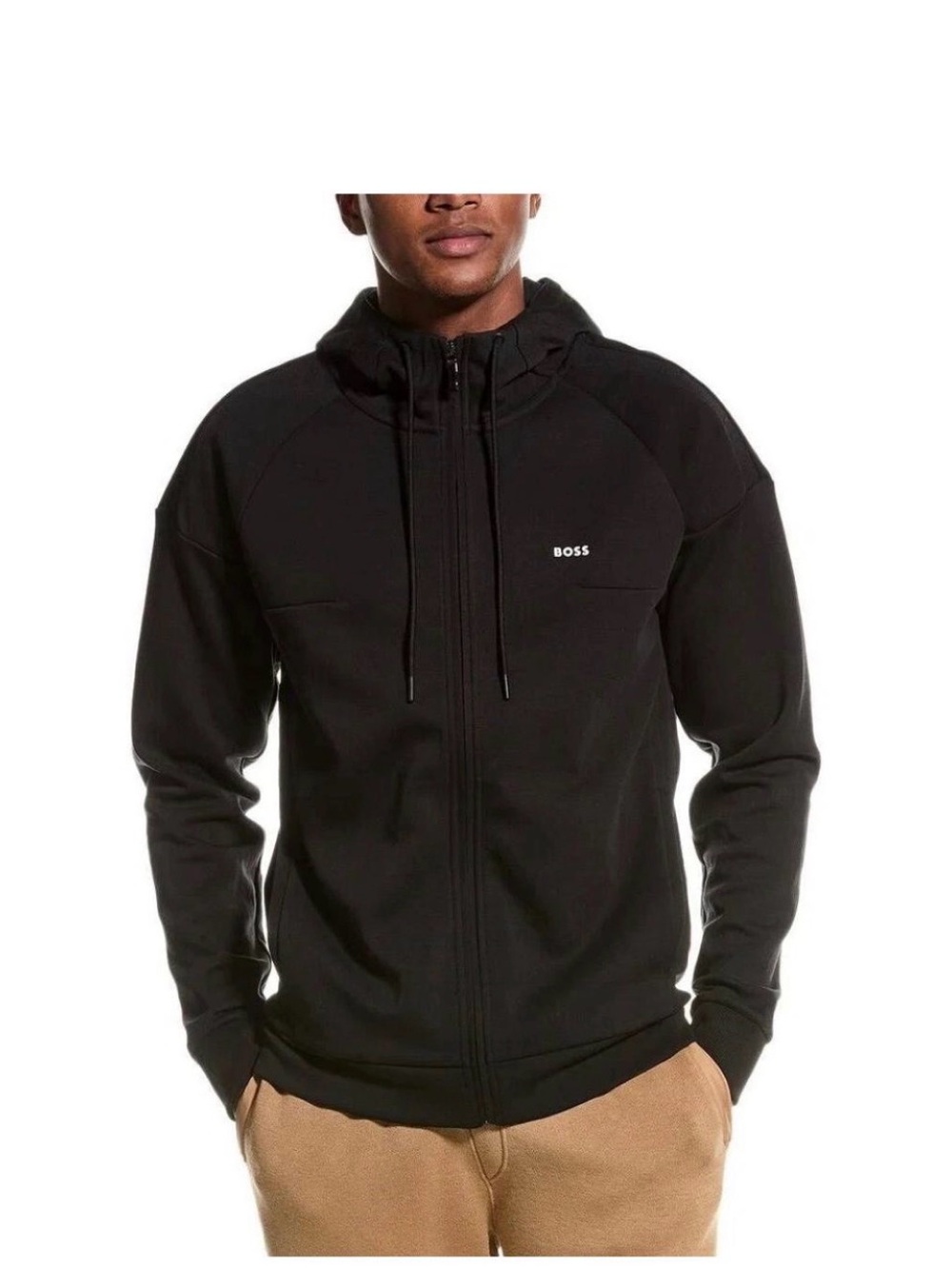 BOSS Hugo Boss Mens Black Saggy Track Jacket Large Zip Up Hoodie